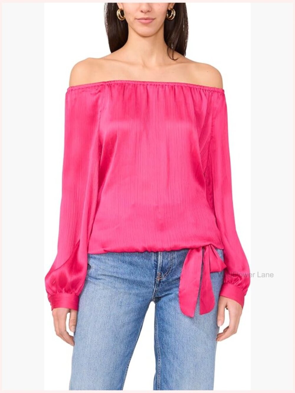 Off the Shoulder Long Sleeve Blouse - Romantic Fit & Flare